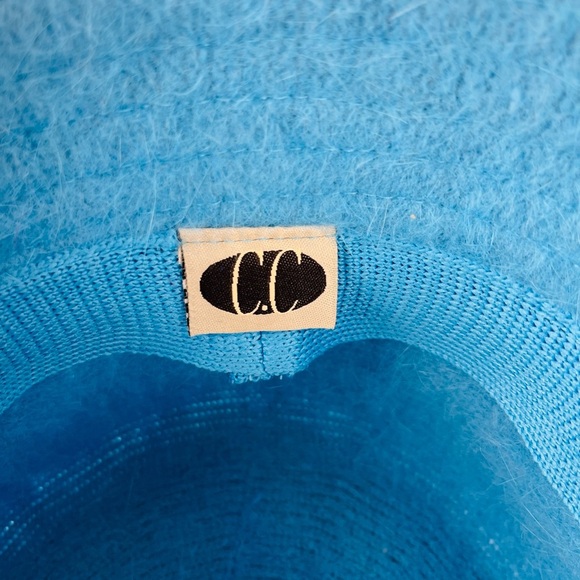 Cheveux CC Teal Blue Angora Blend Bucket Pill Box Hat with leather bow One Size - Picture 6 of 12